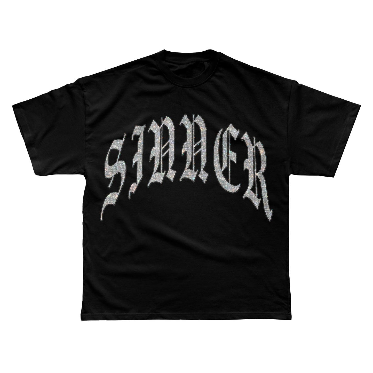 SINNER RHINESTONE TEE - BLACK